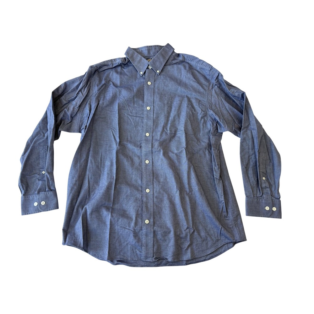 Duluth Trading Co Mens Chambray Button Down Shirt XL Blue Work Office Career